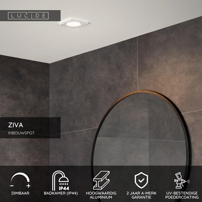 Lucide ZIVA - Inbouwspot Badkamer - 1xGU10 - IP44 - Wit